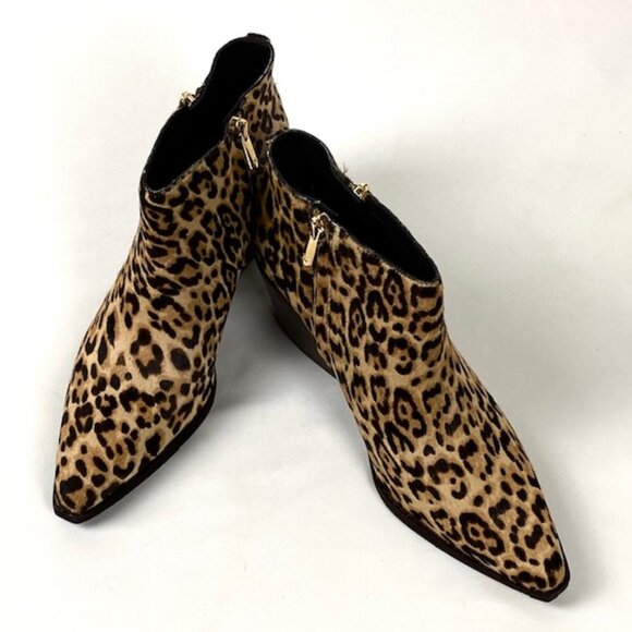 New Sam Edelman Walden Genuine Calf Hair Leopard Print Ankle Bootie 8 1/2 - Picture 6 of 9